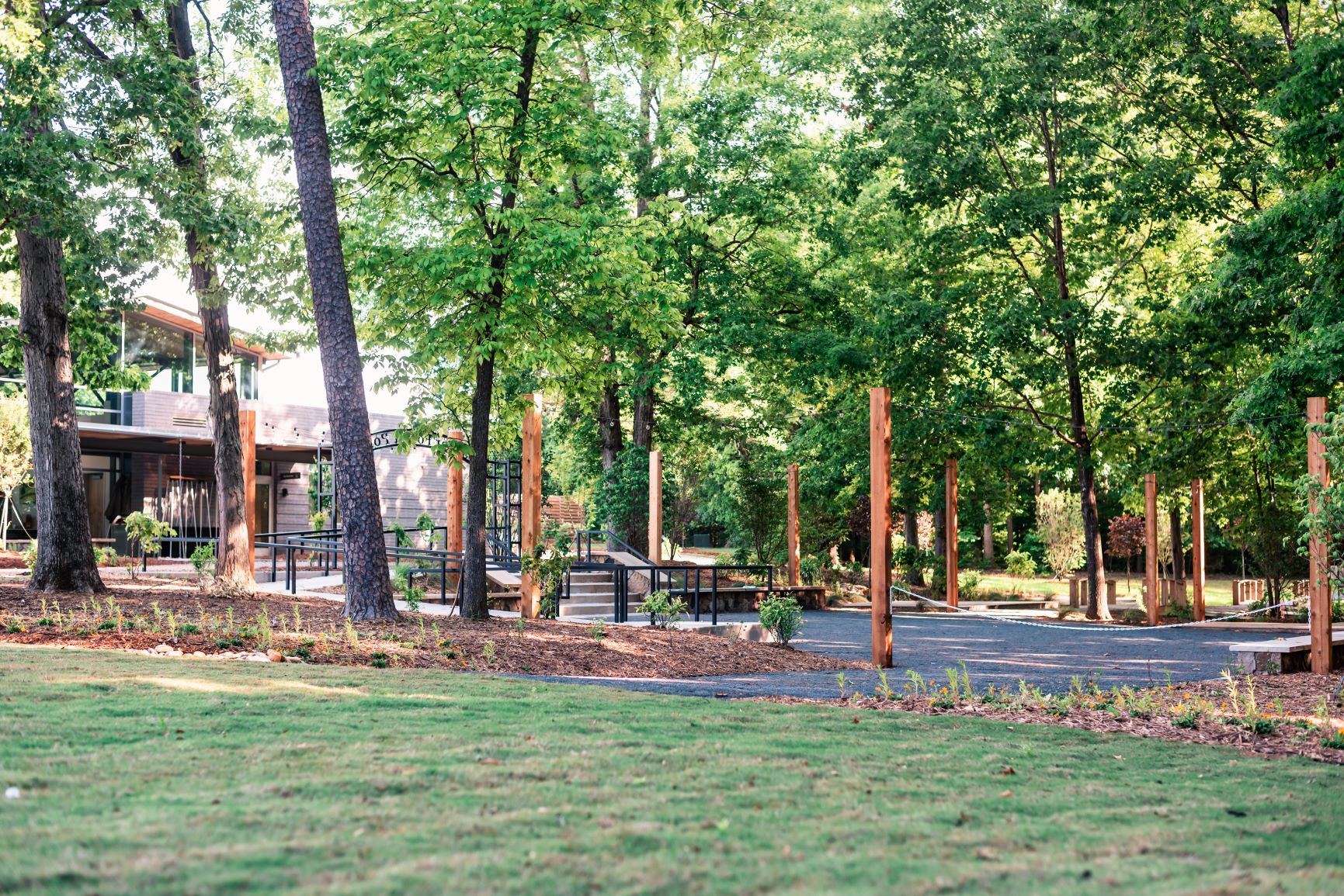 alt=Photo of the Domtar Forest Porch at the Anne Springs Close Greenway