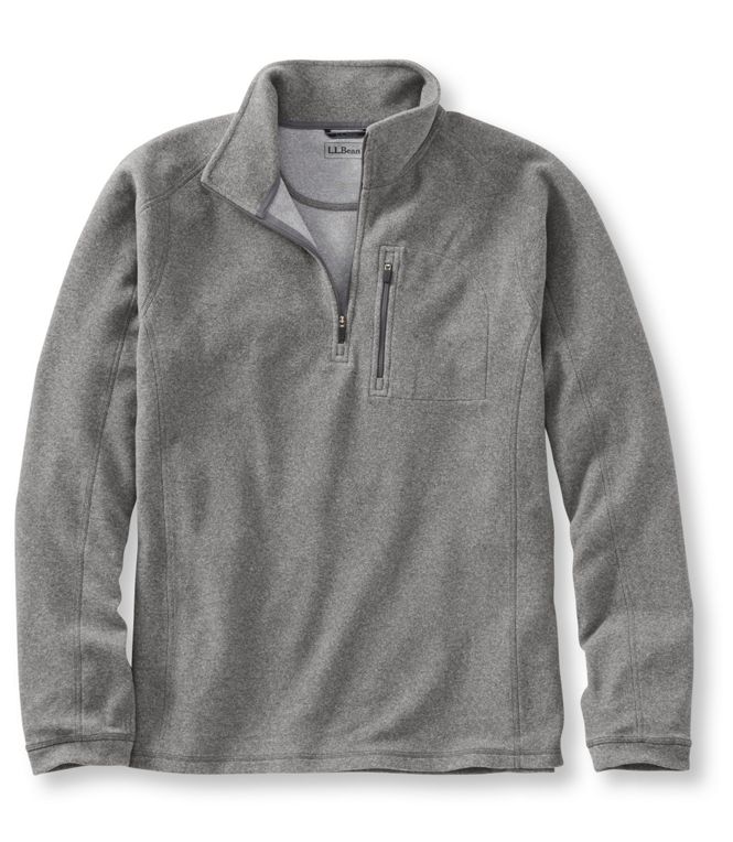 alt=Photo of gray fleece three-quarter zip up jacket