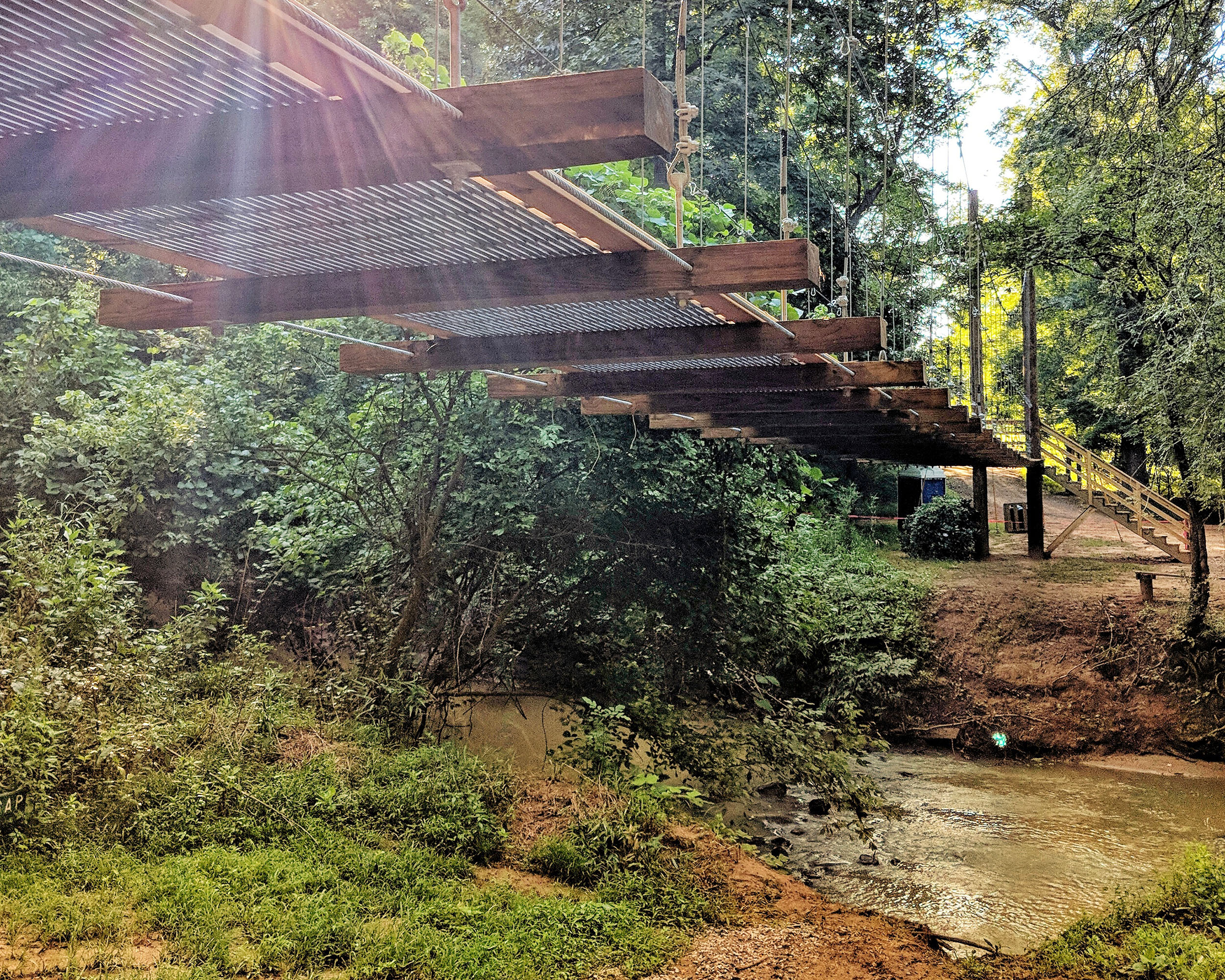 Photo of the Swinging Bridge at the Anne Springs Close Greenway