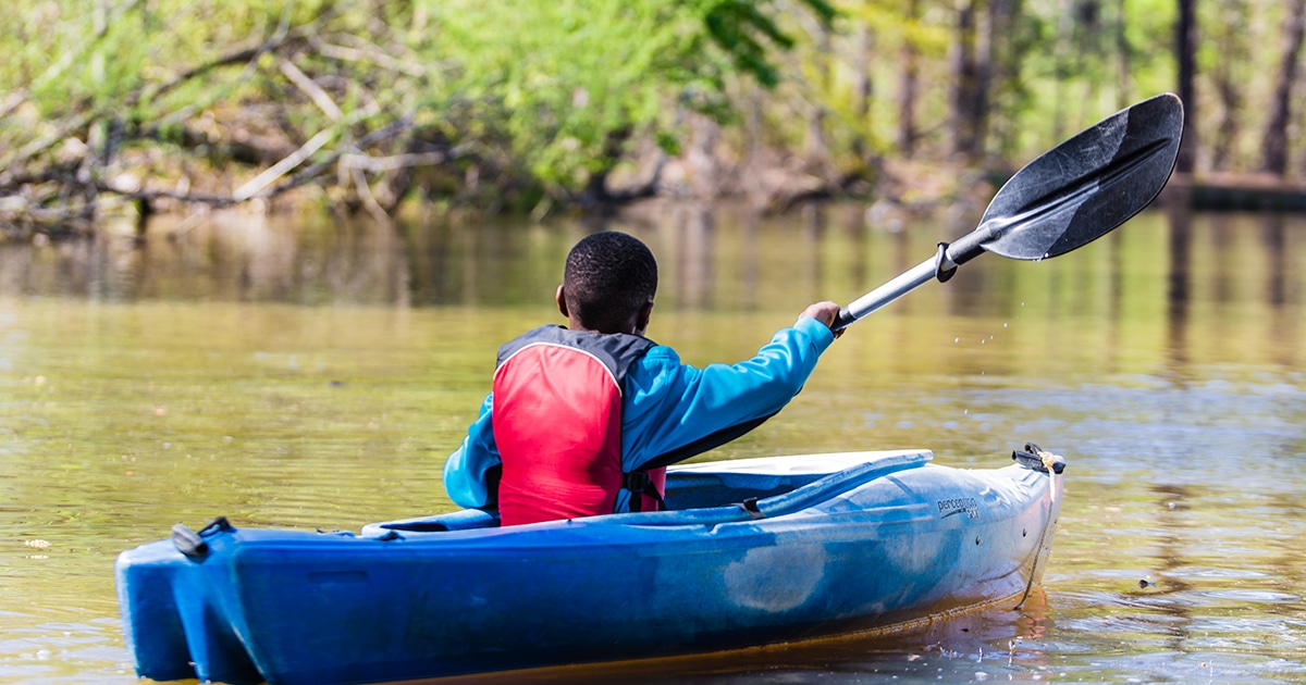 Paddlepancakes Boy Kayaking at the Anne Springs Close Greenway