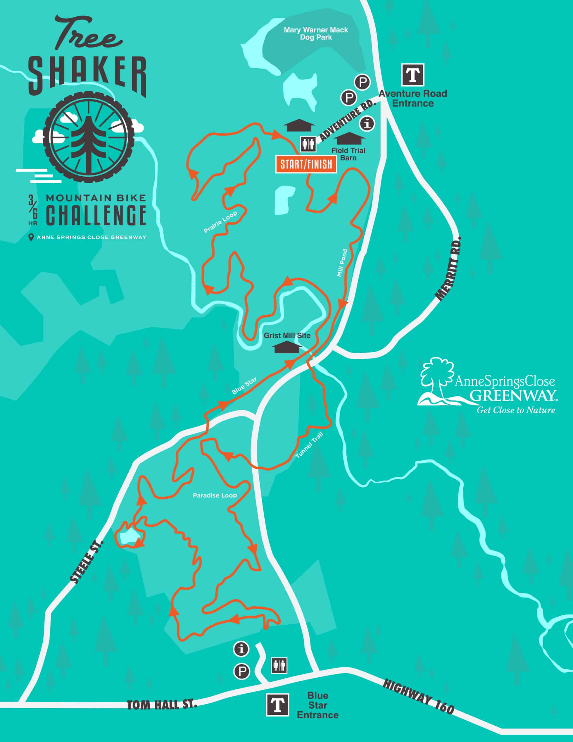 2022 TreeShaker Mountain Bike Challenge Course Map