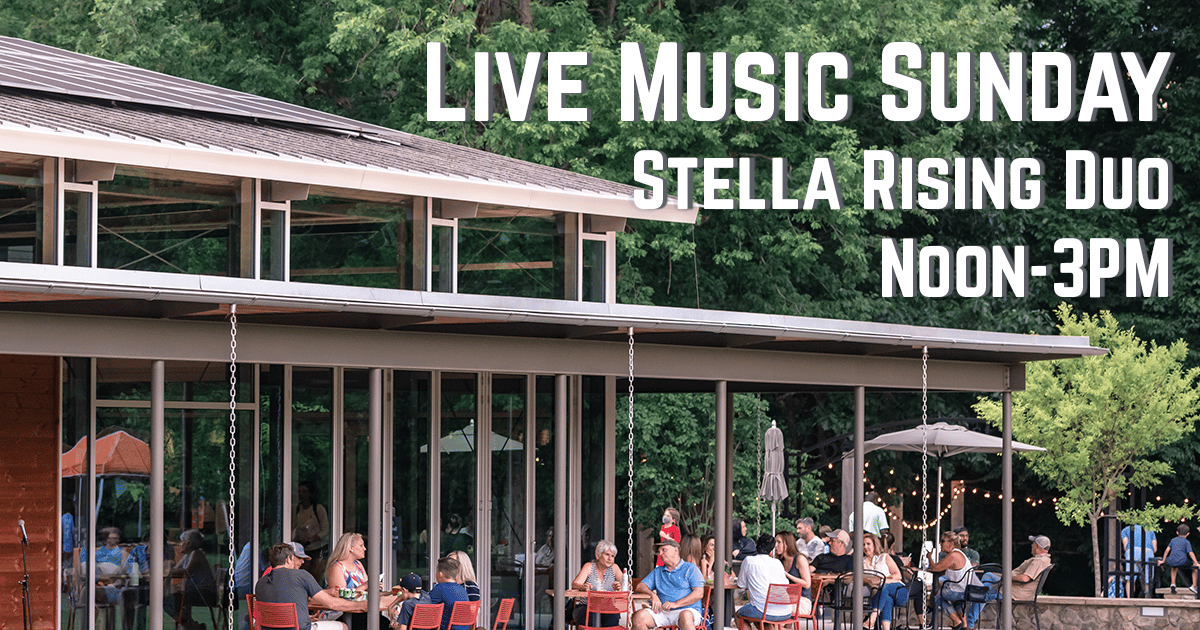 Photo of the Greenway Canteen with text reading "Live Music Sunday Stella Rising Duo Noon-3pm"