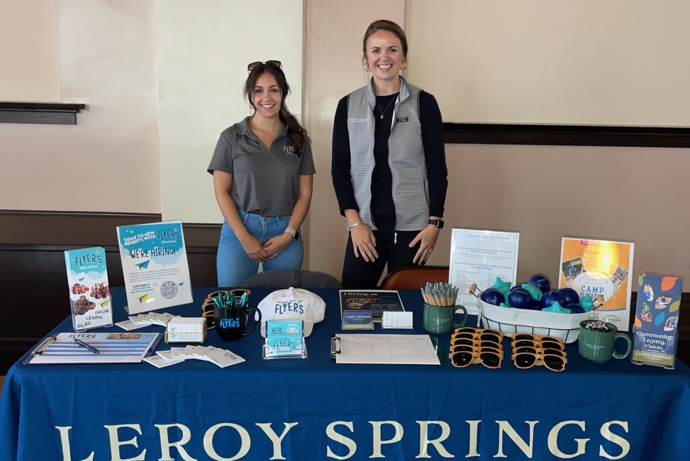 Leroy Springs & Company staff, Jewel and Regan, represent Leroy Springs & Company at a career fair