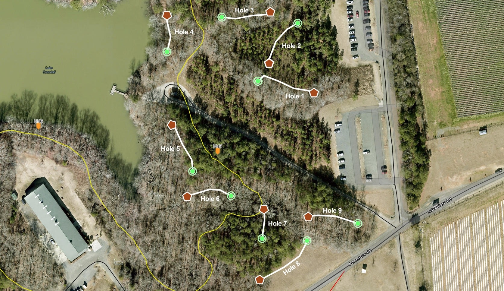 Anne Springs Close Greenway's Disc Golf Course Map