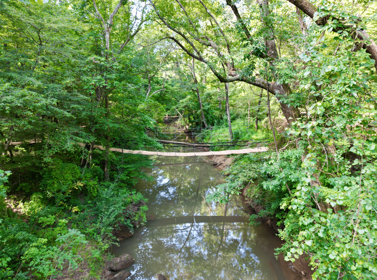 Decommissioned swinging bridge at ASCG