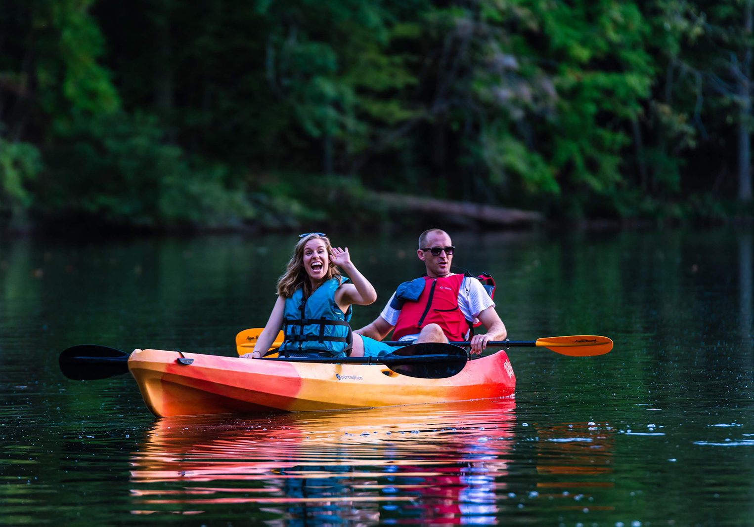 Couple kayaking