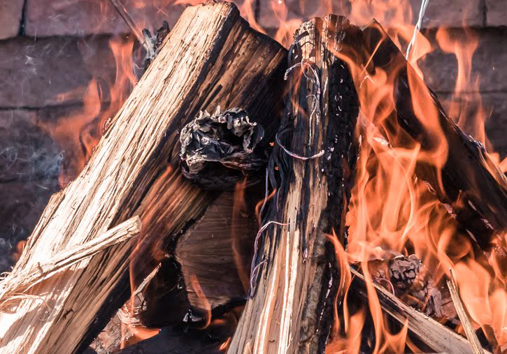 Photo of fire burning at the Anne Springs Close Greenway