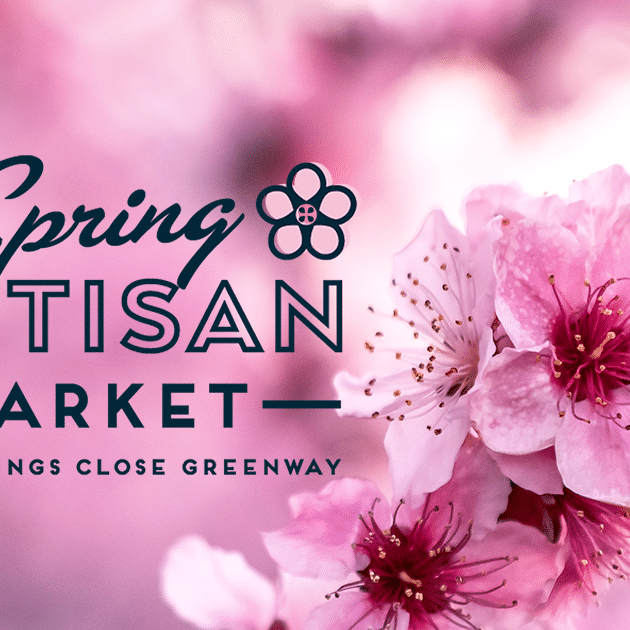 alt=Spring Artisan Market logo with peach tree flowers from the Anne Springs Close Greenway